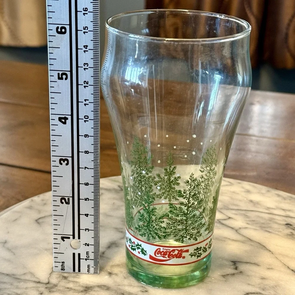 4pc VTG 90s Libbey Coca Cola Coke‎ Christmas Tree Holly Glasses 16oz Tumblers